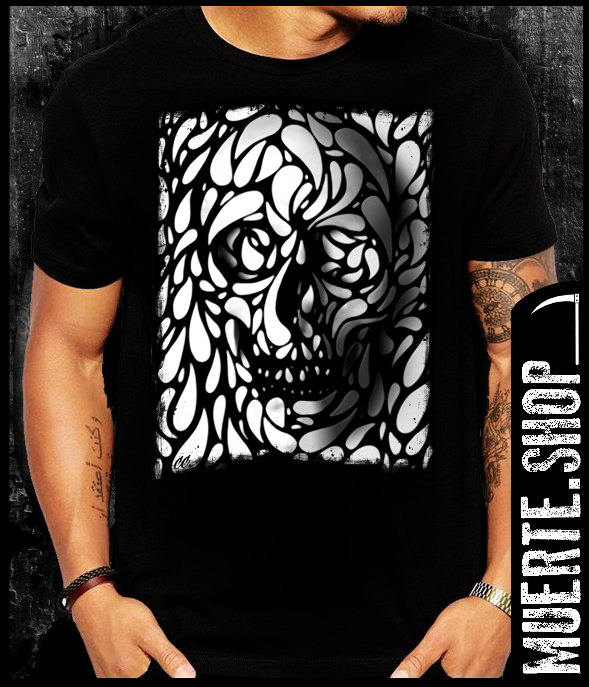 Черна тениска SKULL BLACK N WHITE